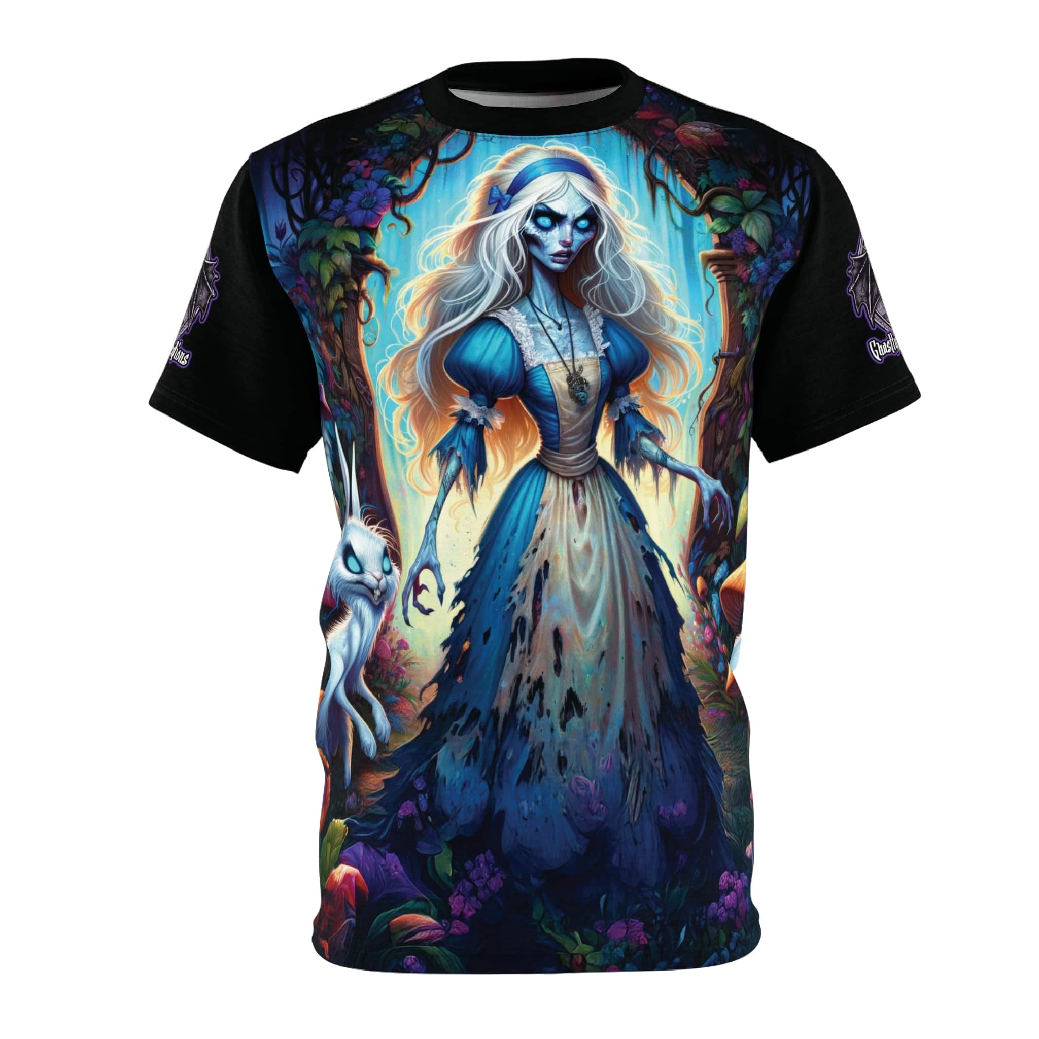 Undead Alice & White Rabbit Zombie #WT-D-A03 Unisex Cut & Sew Tee (AOP)