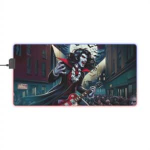 Monster Mosh 2024 Tour Dracula On Guitar MM-D-D07 LED Gaming Mouse Pad - Vampire Rocker Design with RGB Lighting