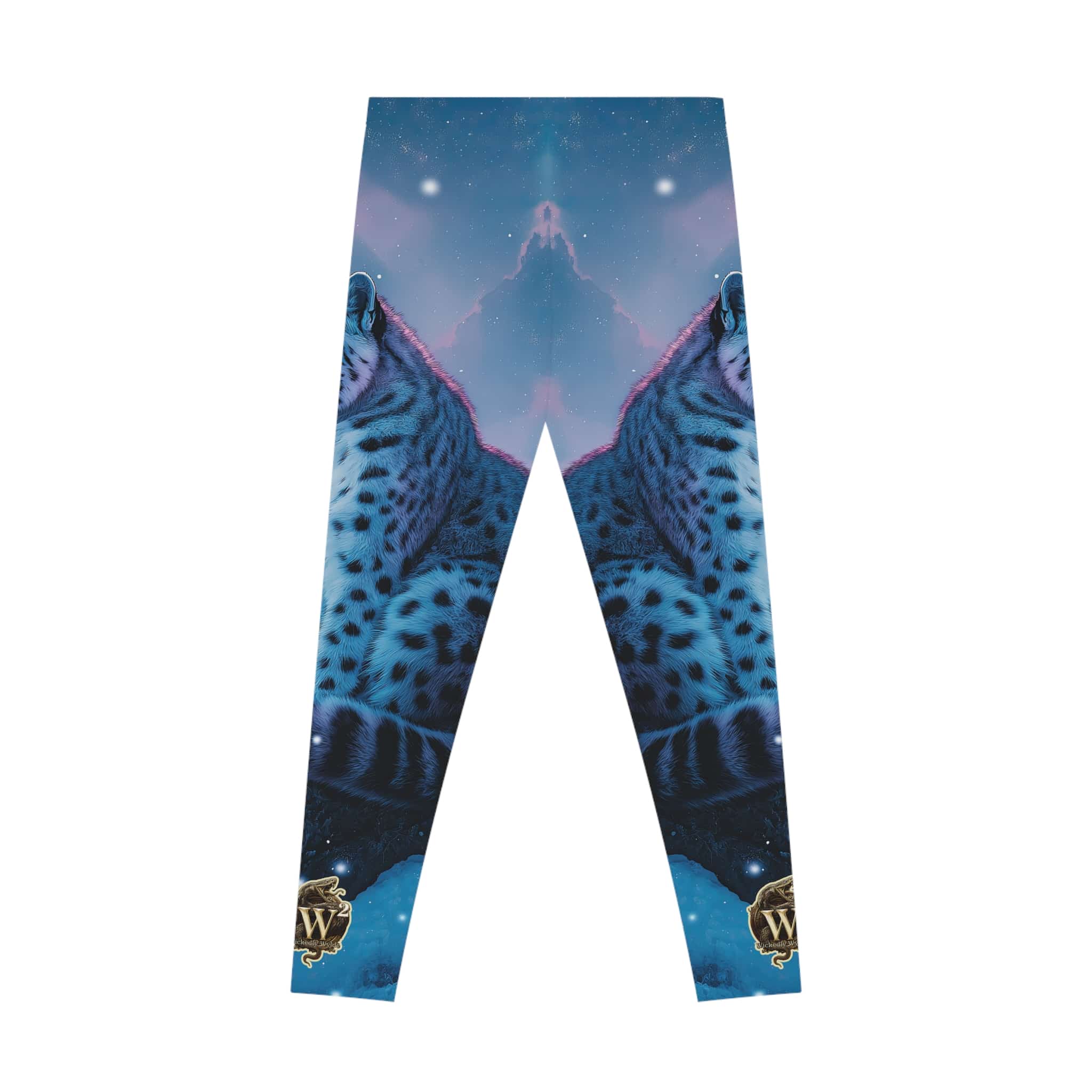 Snow Leopard II By Wyldesigns Stretchy Leggings, Comfortable Fitness Wear - Image 3