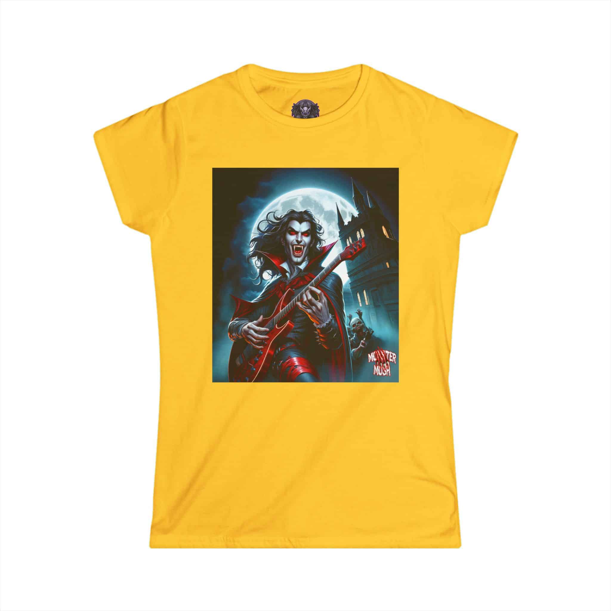 Monster Mosh 2024 Tour Drac on Guitar MM-D001 Women's Softstyle Tee - Image 16