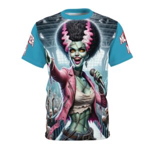 Monster Mosh 2024 Tour Lily Singer MM-D006 Unisex Cut & Sew Tee (AOP) - Black or Turquoise Sleeves