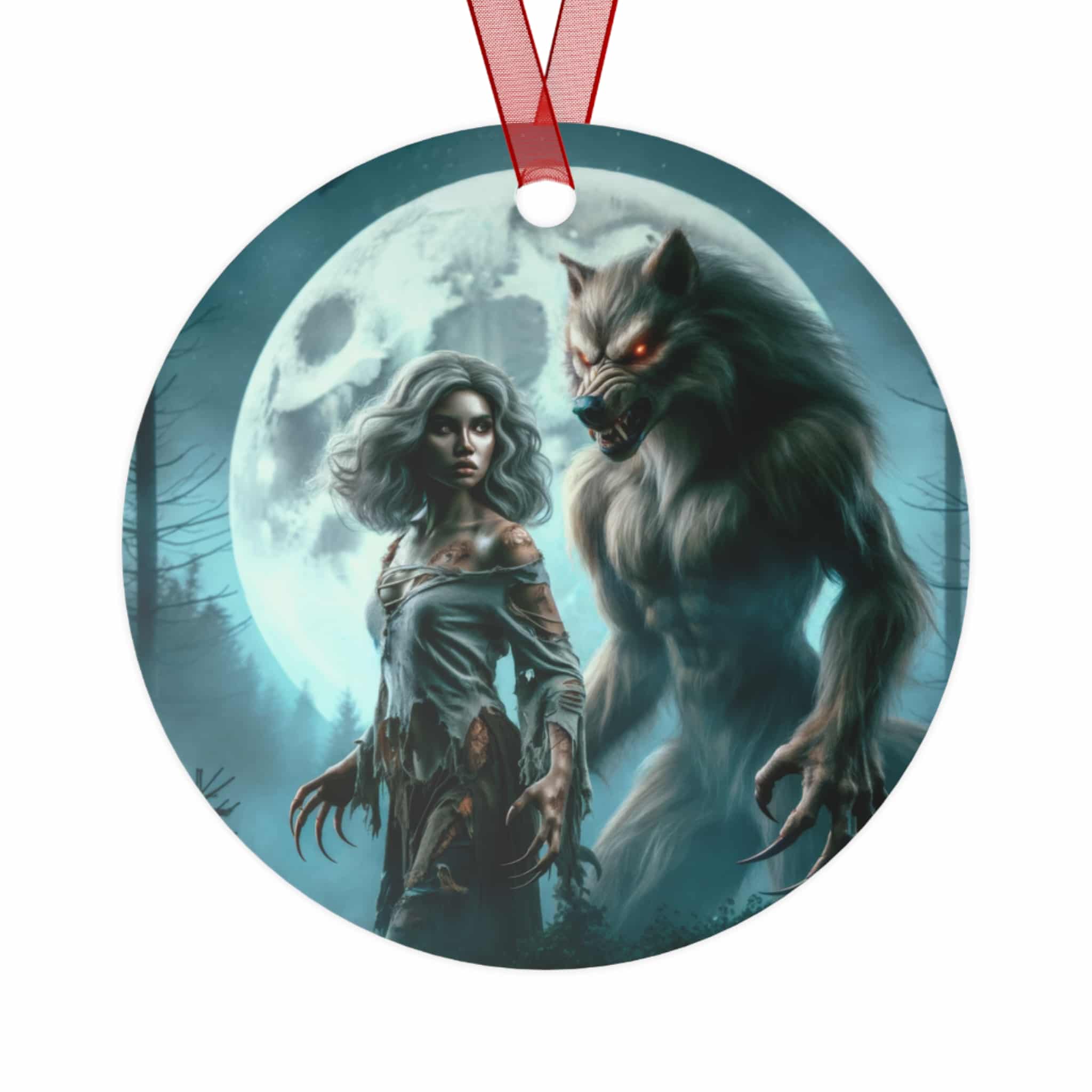 Werewolf & Progeny Full Moon #ML-D-WW02 Metal Ornaments