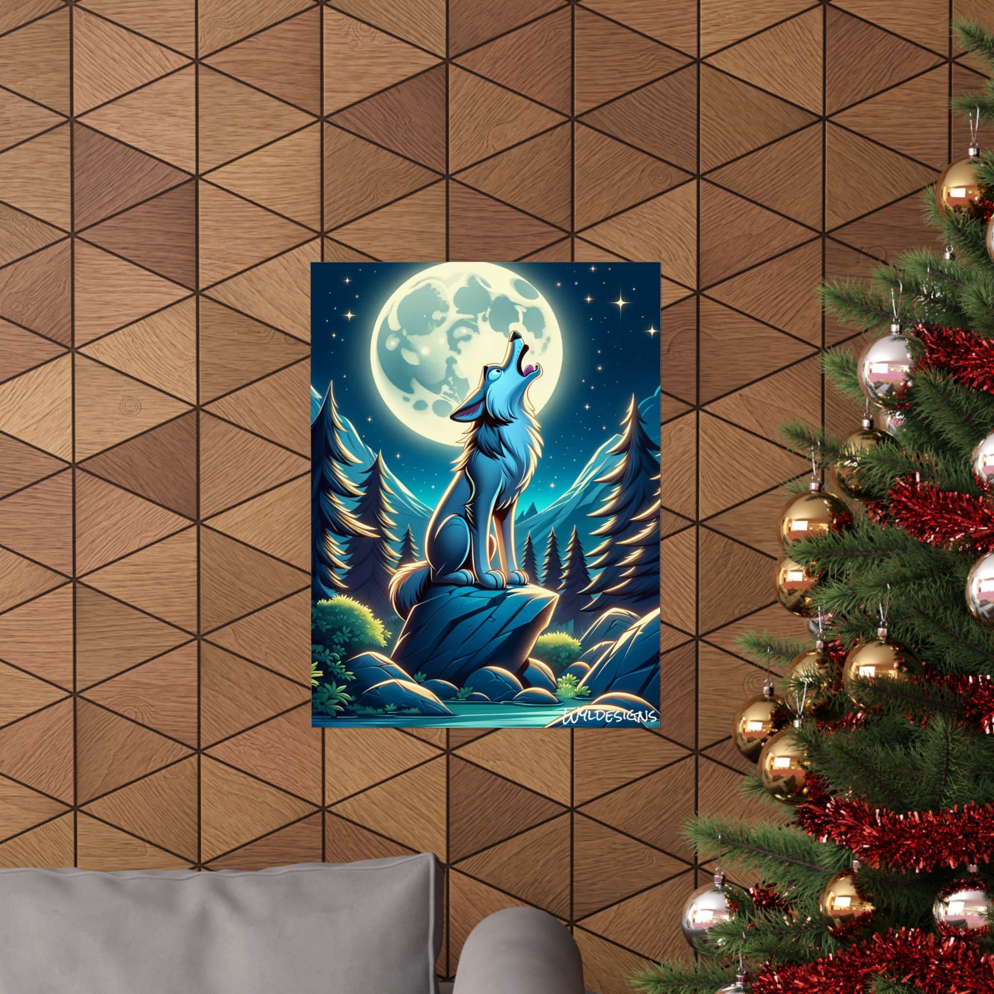 Howling Wolf Toon Style WD-D012 By Wyldesigns Matte Vertical Posters - Image 4