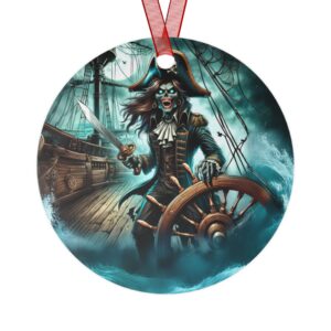 Skeletal Pirate Captain #ML-D-UP005 Metal Ornaments