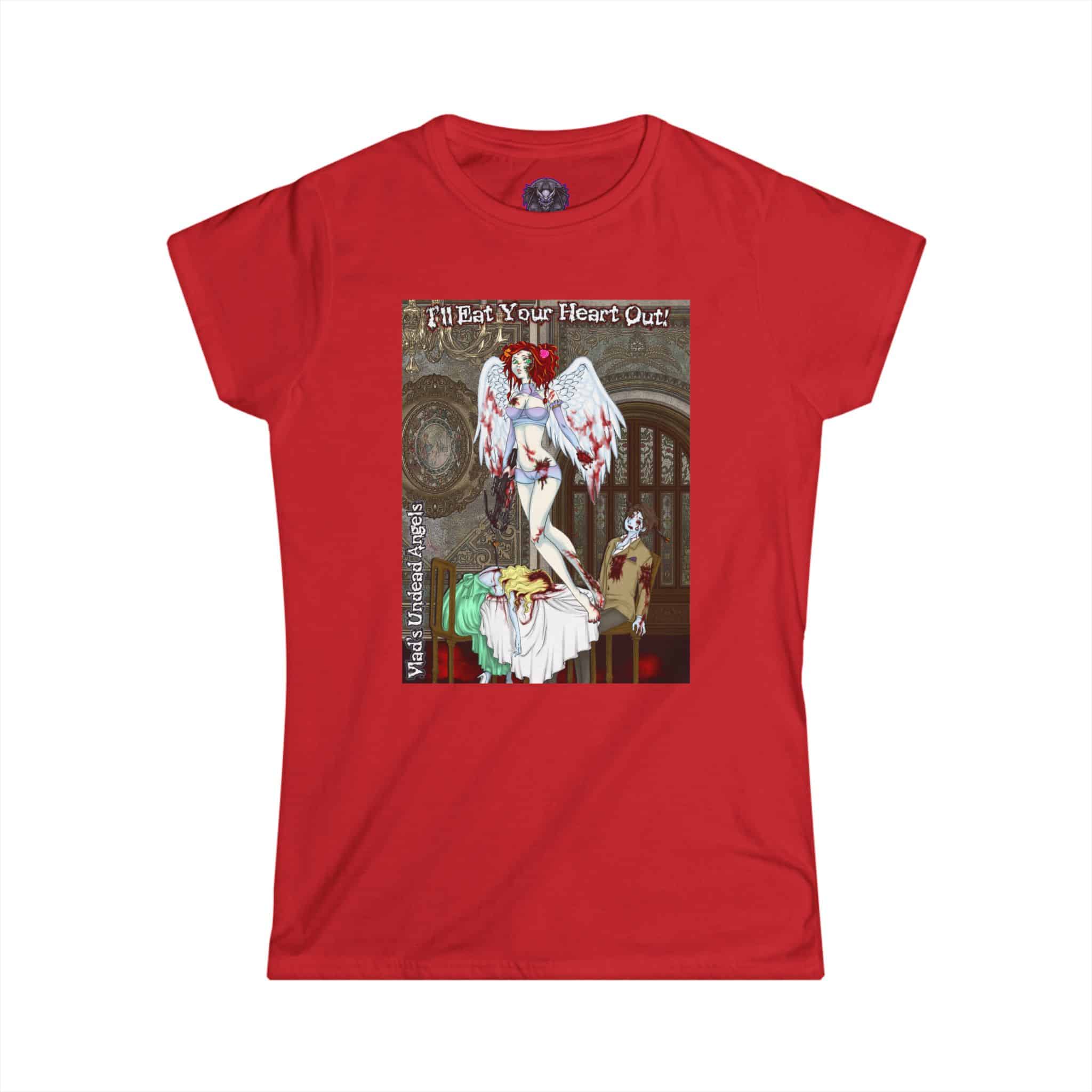 Scarlet Undead Angel Zombie Cupid - Classic Art w/Text Re-Issue Women's Softstyle Tee - Image 16