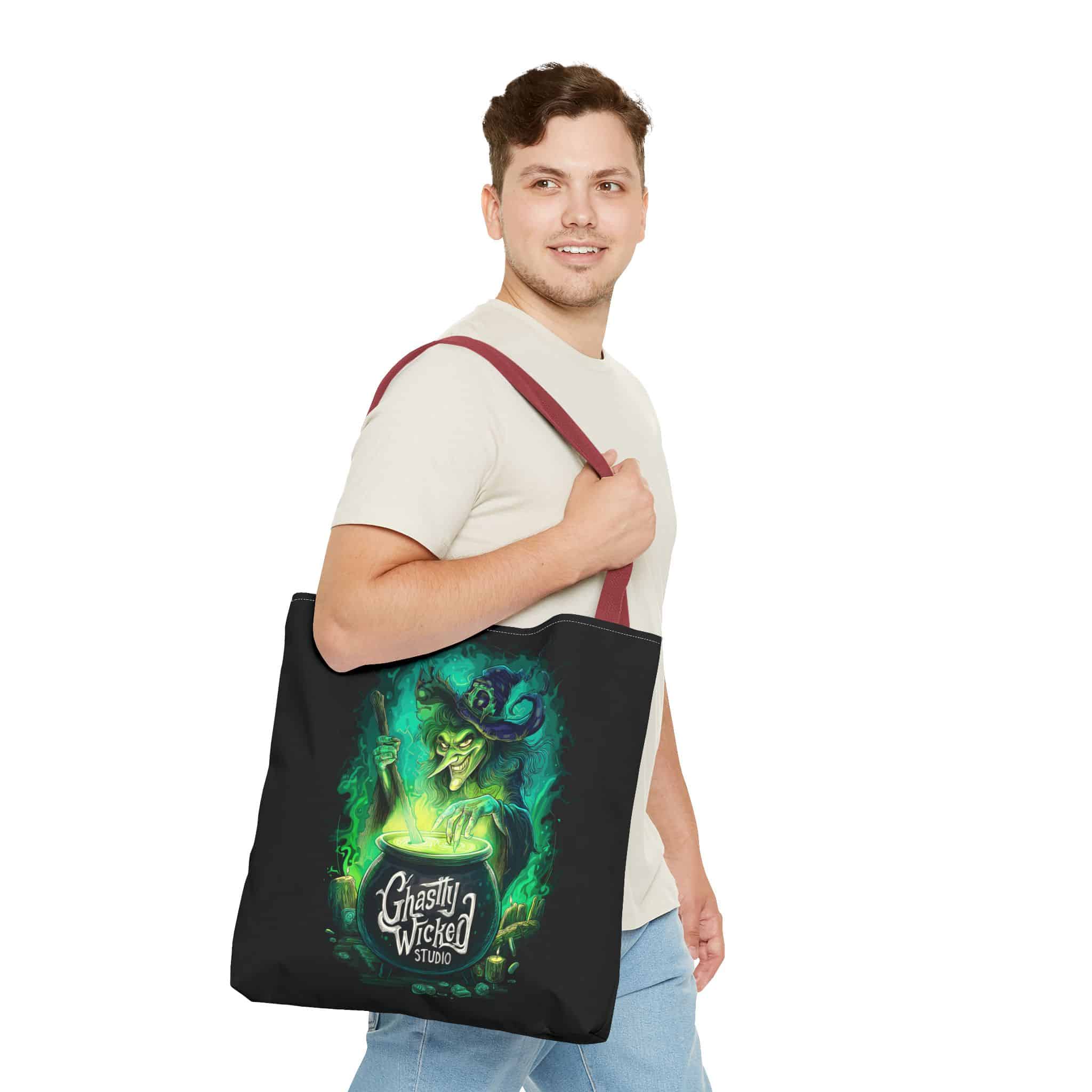 Ghastly Wicked Cauldron Witch Tote Bag (AOP) - Image 7