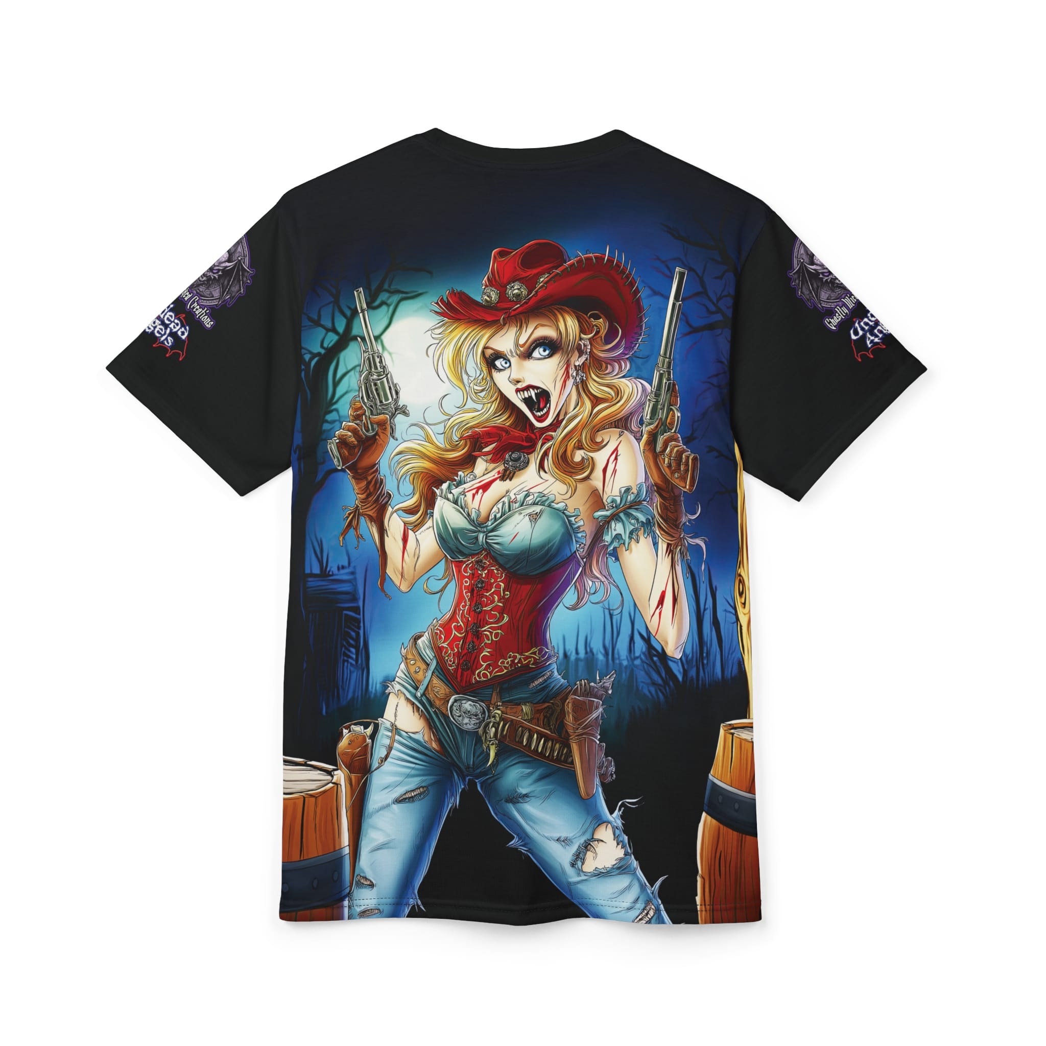 Undead Angels Zombie Cowgirl Cassidy Classic Reborn Style IV Unisex Cut & Sew Tee (AOP) - Image 8