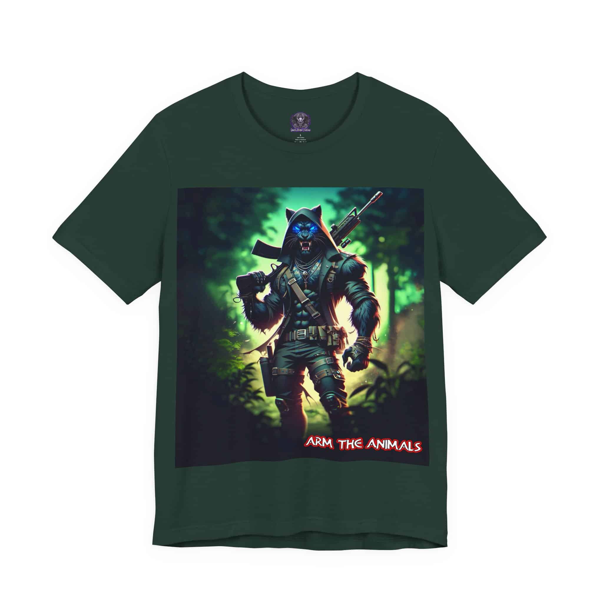 Arm The Animals: Black Leopard Panther #AA-D-BP001 Unisex Jersey Short Sleeve Tee - Image 51