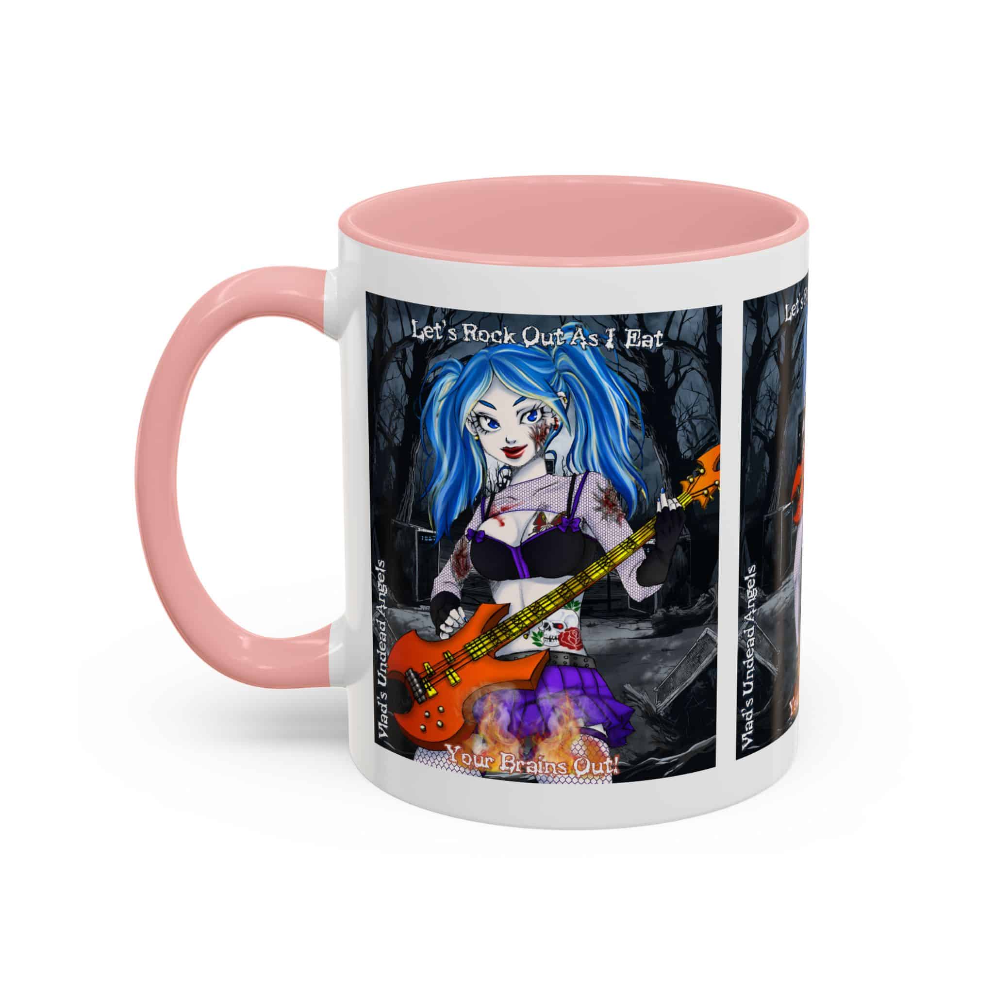 Ashley Undead Angel Zombie Bass Guitarist – Classic Art V2 w/Text Accent Coffee Mug (11, 15oz) - Image 15