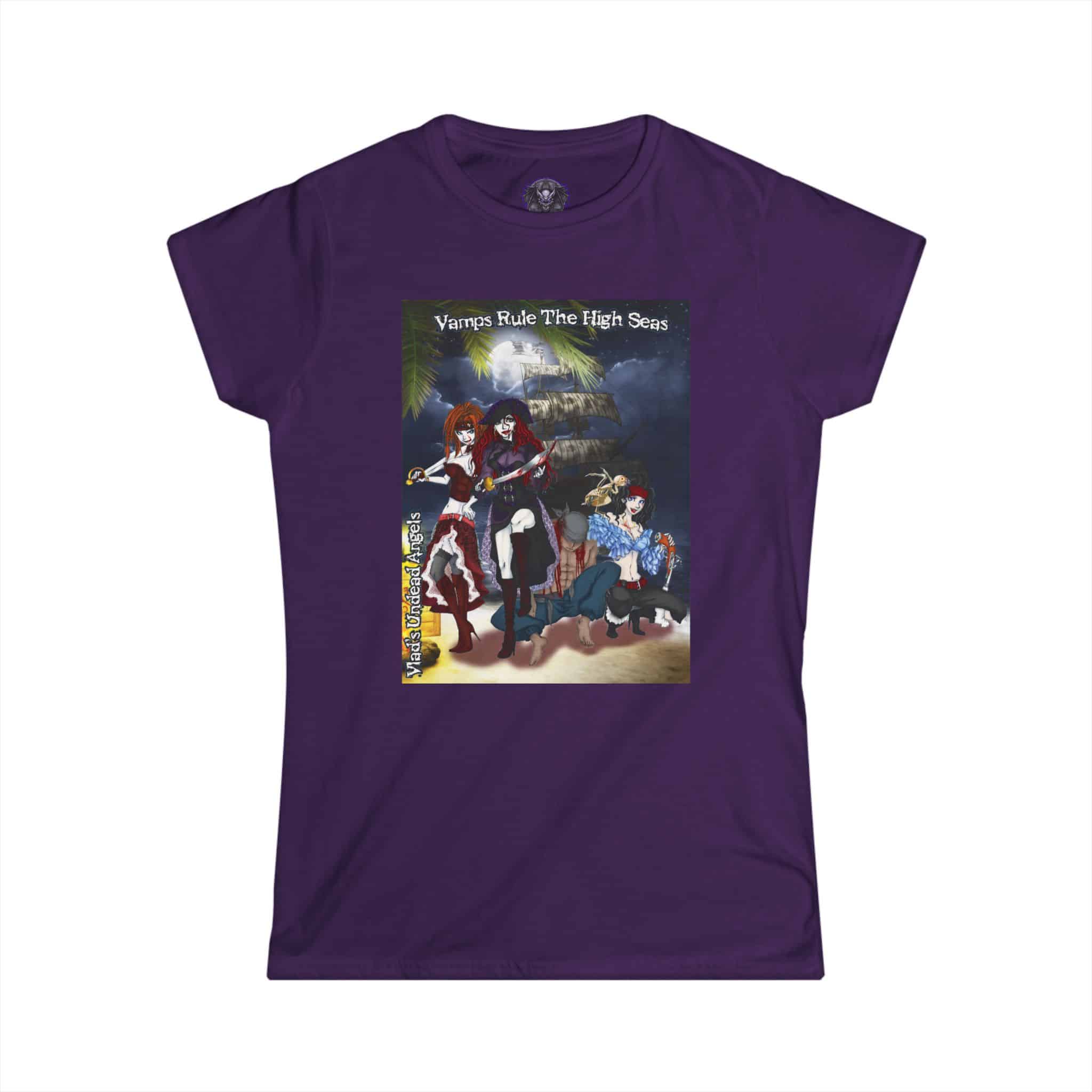 Undead Angel Vampire Pirate Trio - Classic Art w/Text Re-Issue Women's Softstyle Tee - Image 7