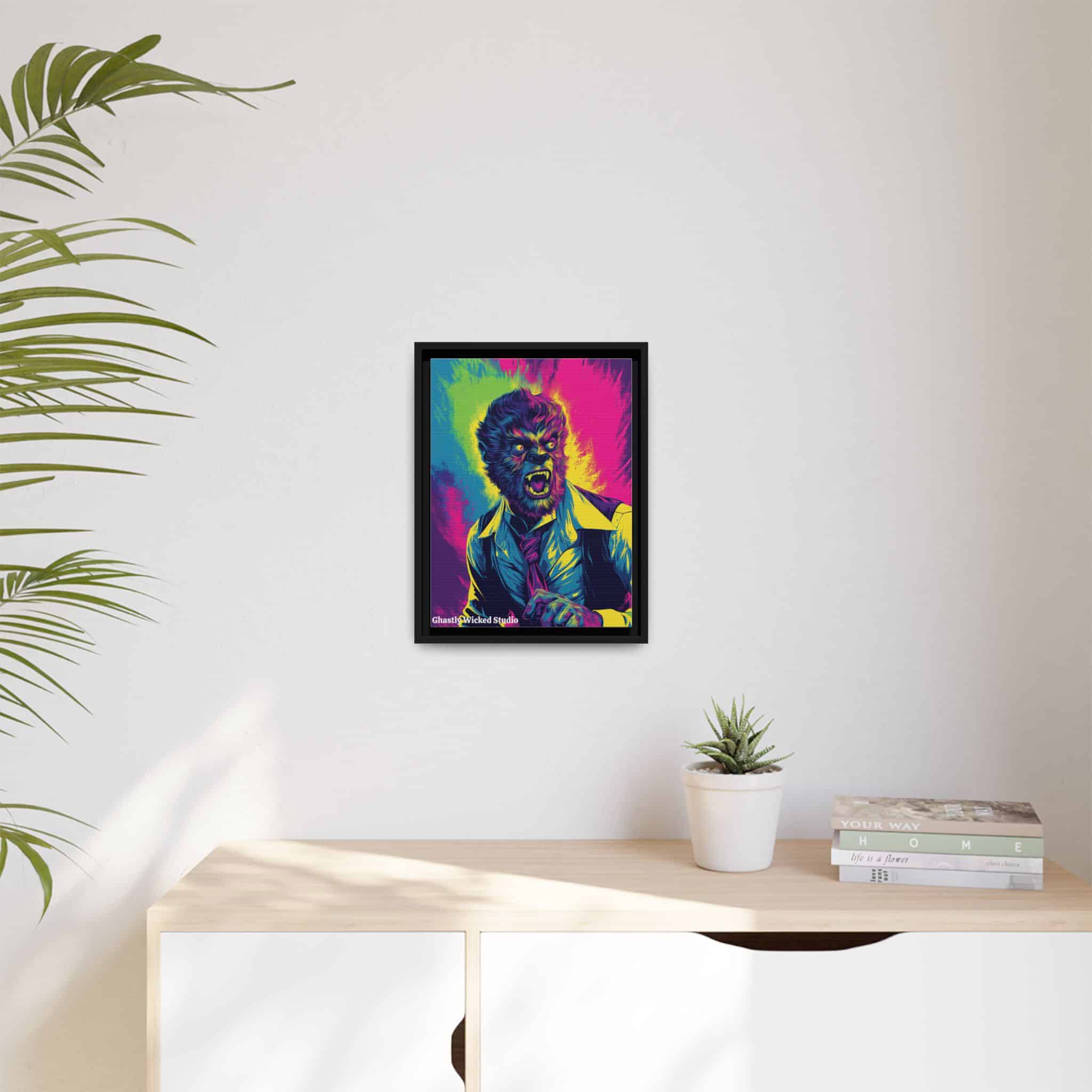 The Wolfman II Pop 60’s Art Style Matte Canvas, Black Frame Halloween - Image 3