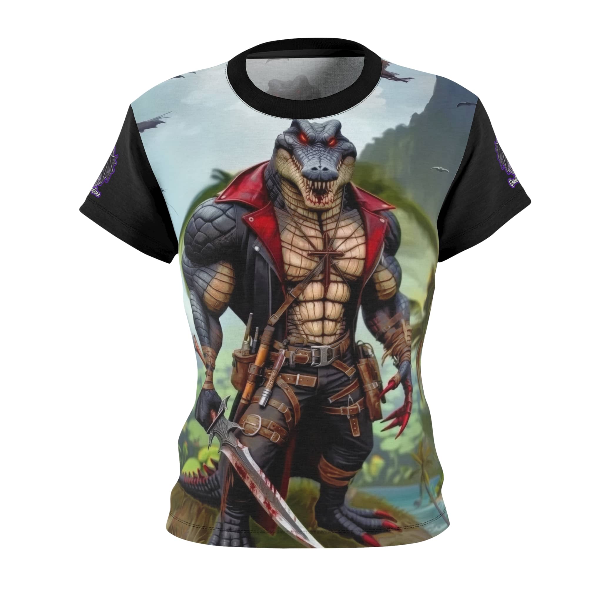 Arm The Animals: Pirate Gator #AA-D-PG003 Women's Cut & Sew Tee (AOP) - Image 2