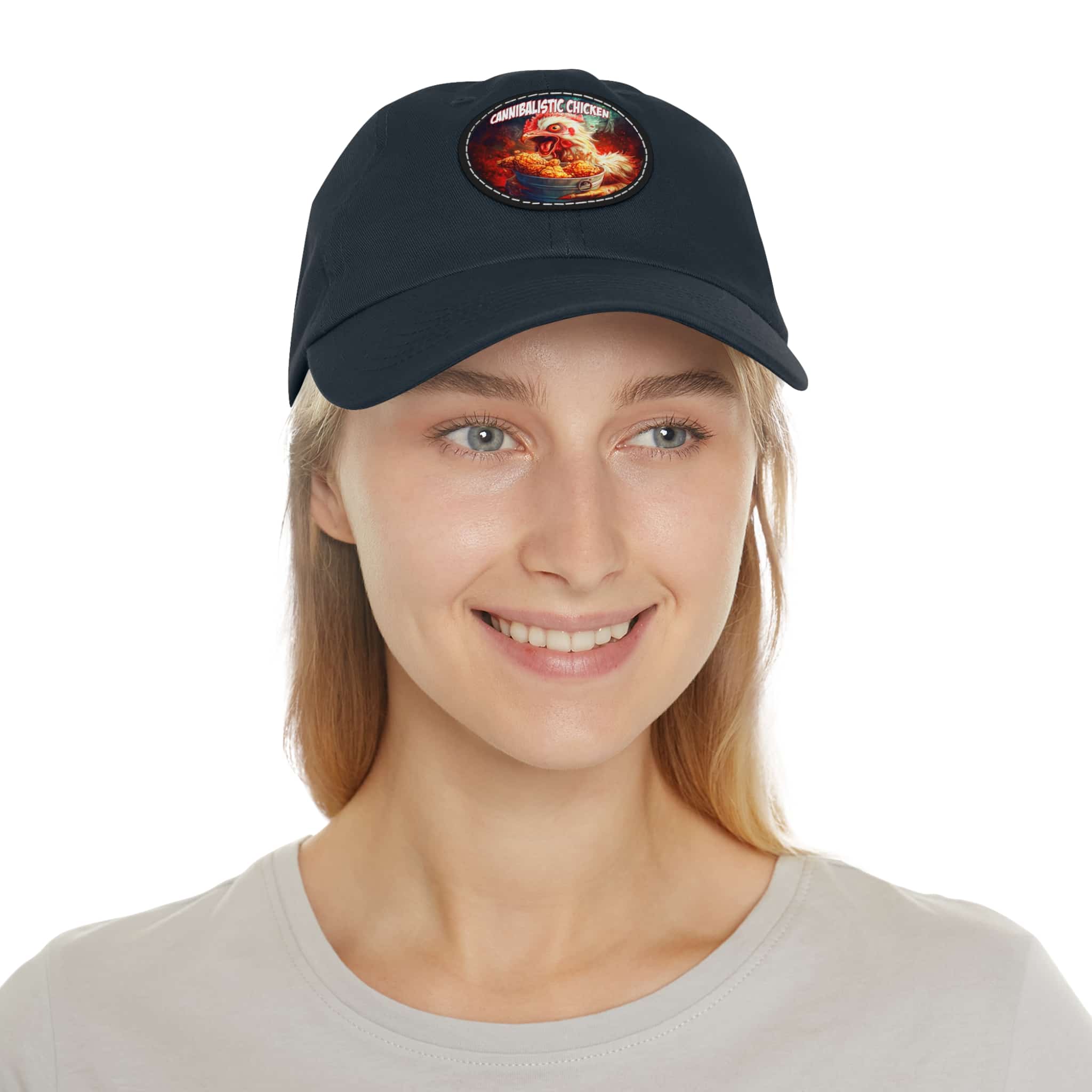 Cannibalistic Chicken Band Artistic Round Leather Patch Dad Hat - Stylish Casual Cap - Image 79