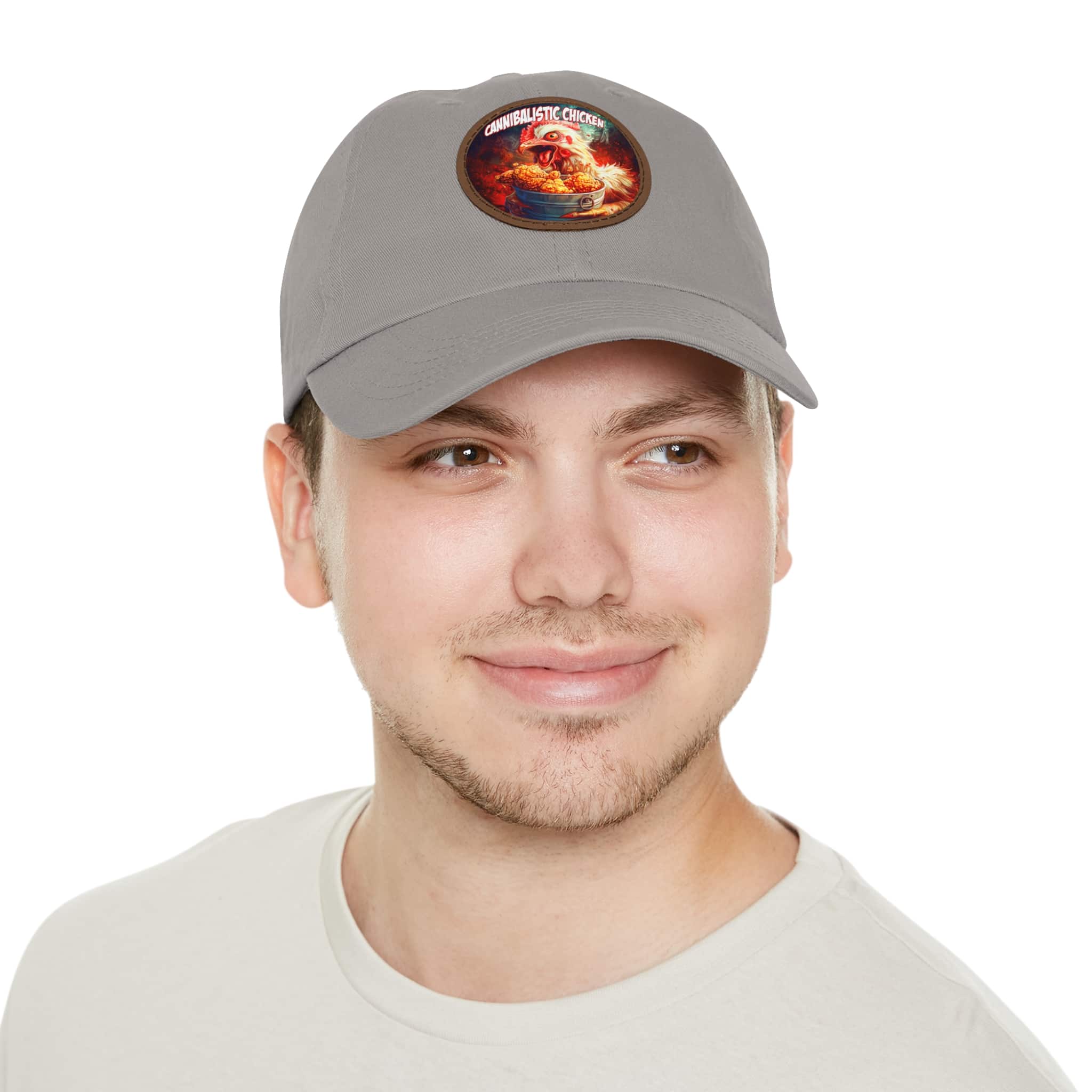 Cannibalistic Chicken Band Artistic Round Leather Patch Dad Hat - Stylish Casual Cap - Image 15