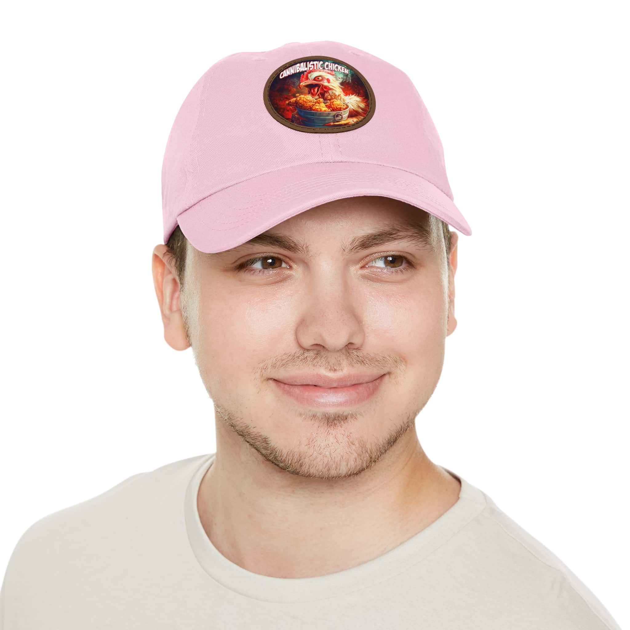 Cannibalistic Chicken Band Artistic Round Leather Patch Dad Hat - Stylish Casual Cap - Image 110