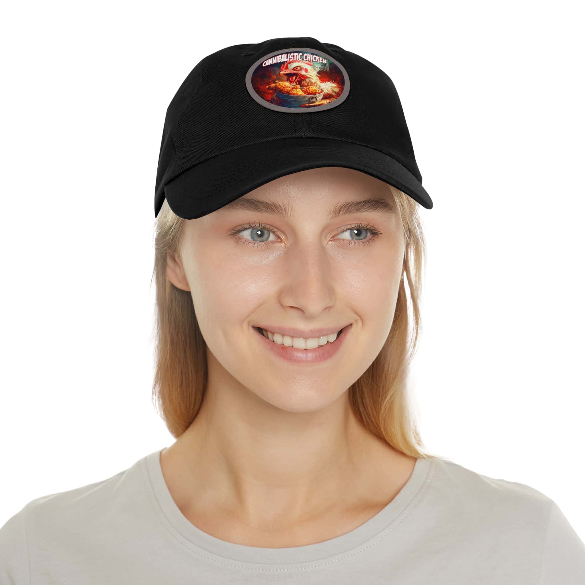 Cannibalistic Chicken Band Artistic Round Leather Patch Dad Hat - Stylish Casual Cap - Image 69