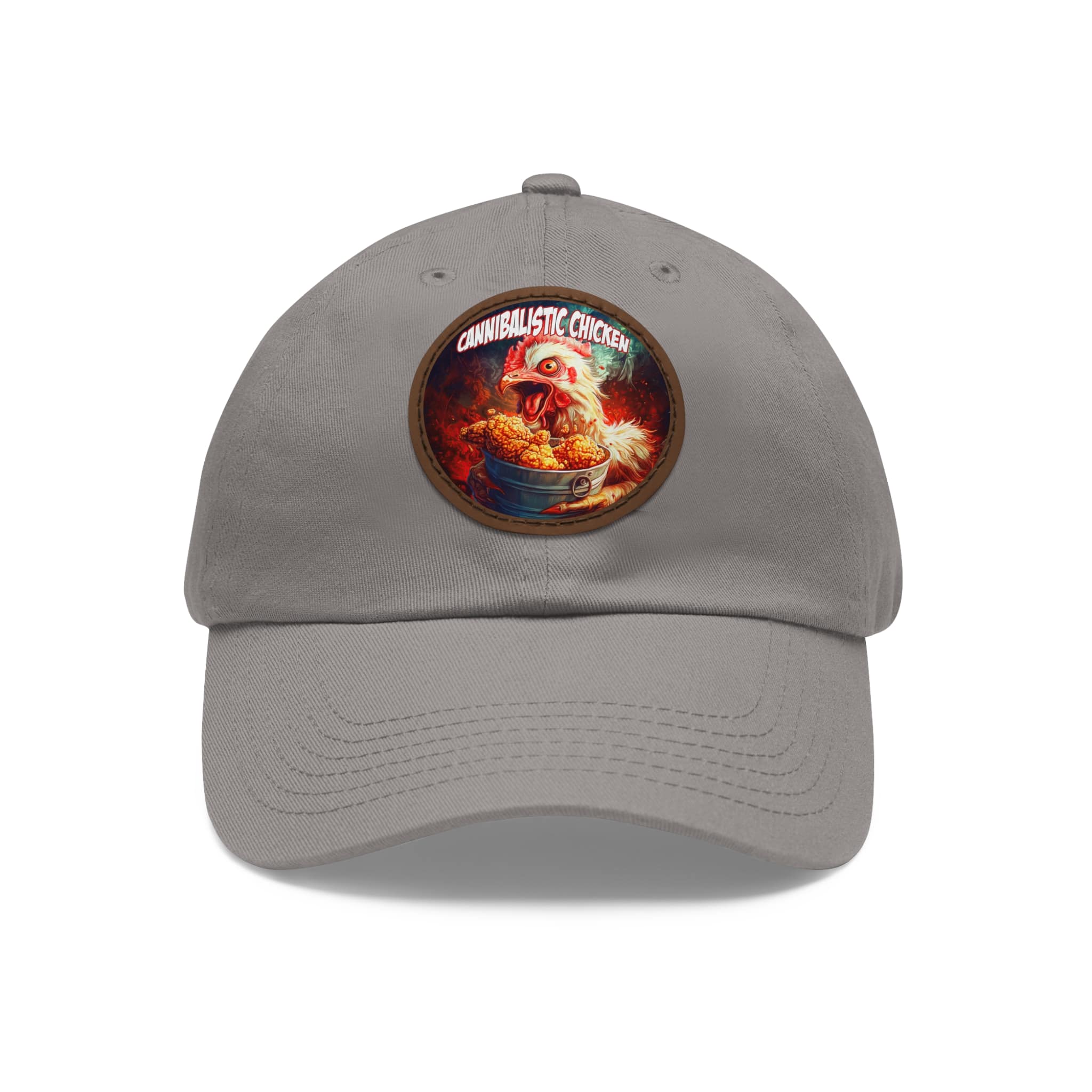 Cannibalistic Chicken Band Artistic Round Leather Patch Dad Hat - Stylish Casual Cap - Image 11
