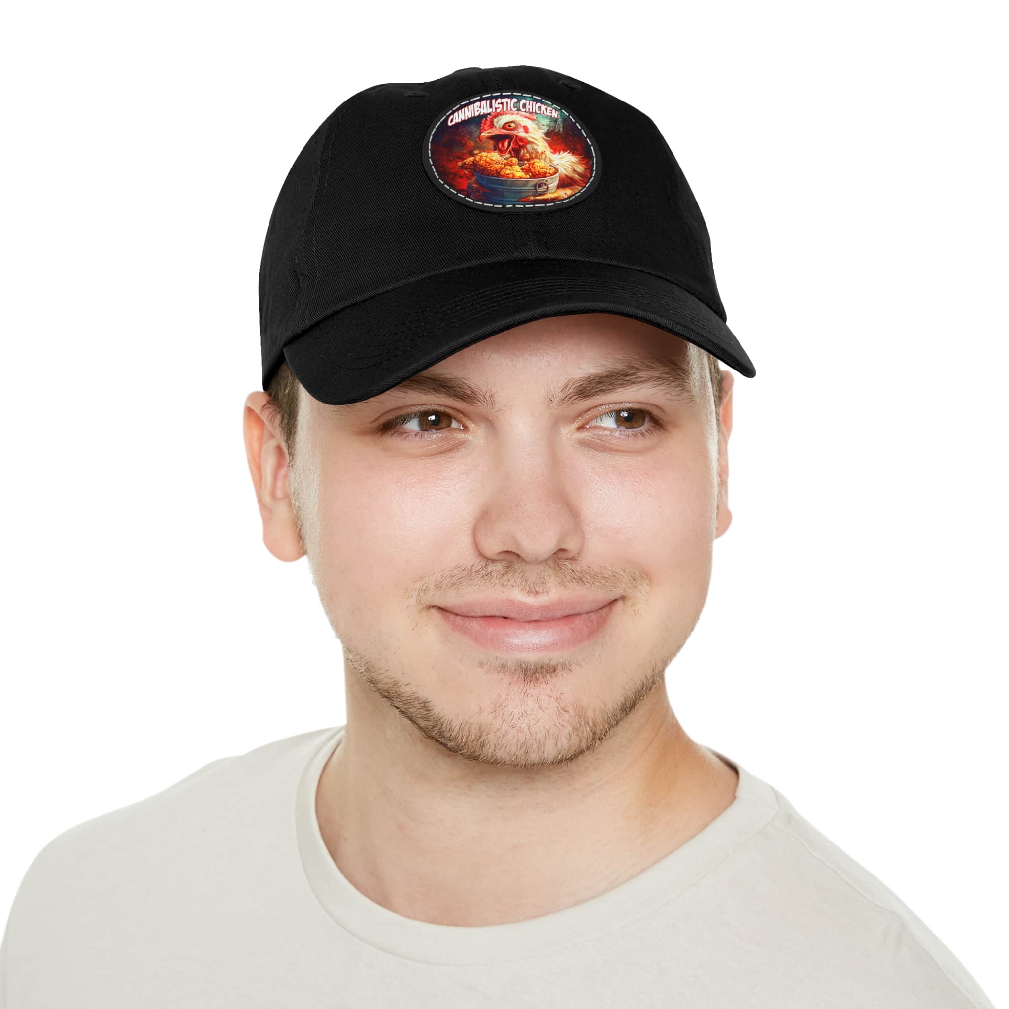 Cannibalistic Chicken Band Artistic Round Leather Patch Dad Hat - Stylish Casual Cap - Image 65