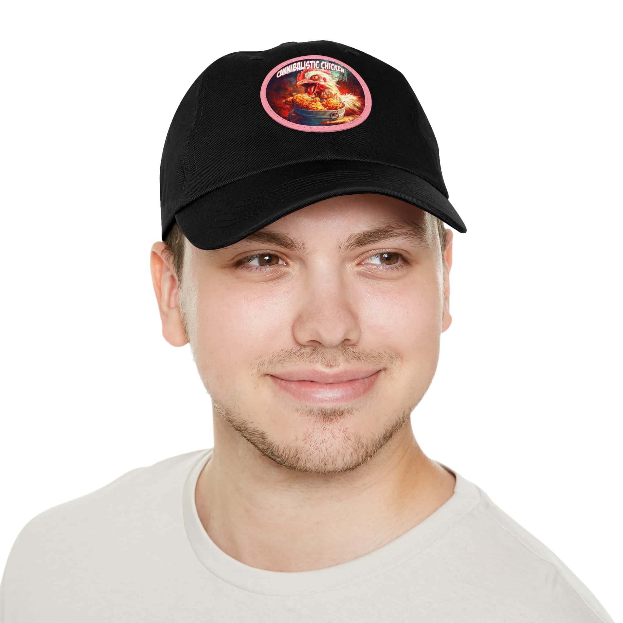 Cannibalistic Chicken Band Artistic Round Leather Patch Dad Hat - Stylish Casual Cap - Image 75