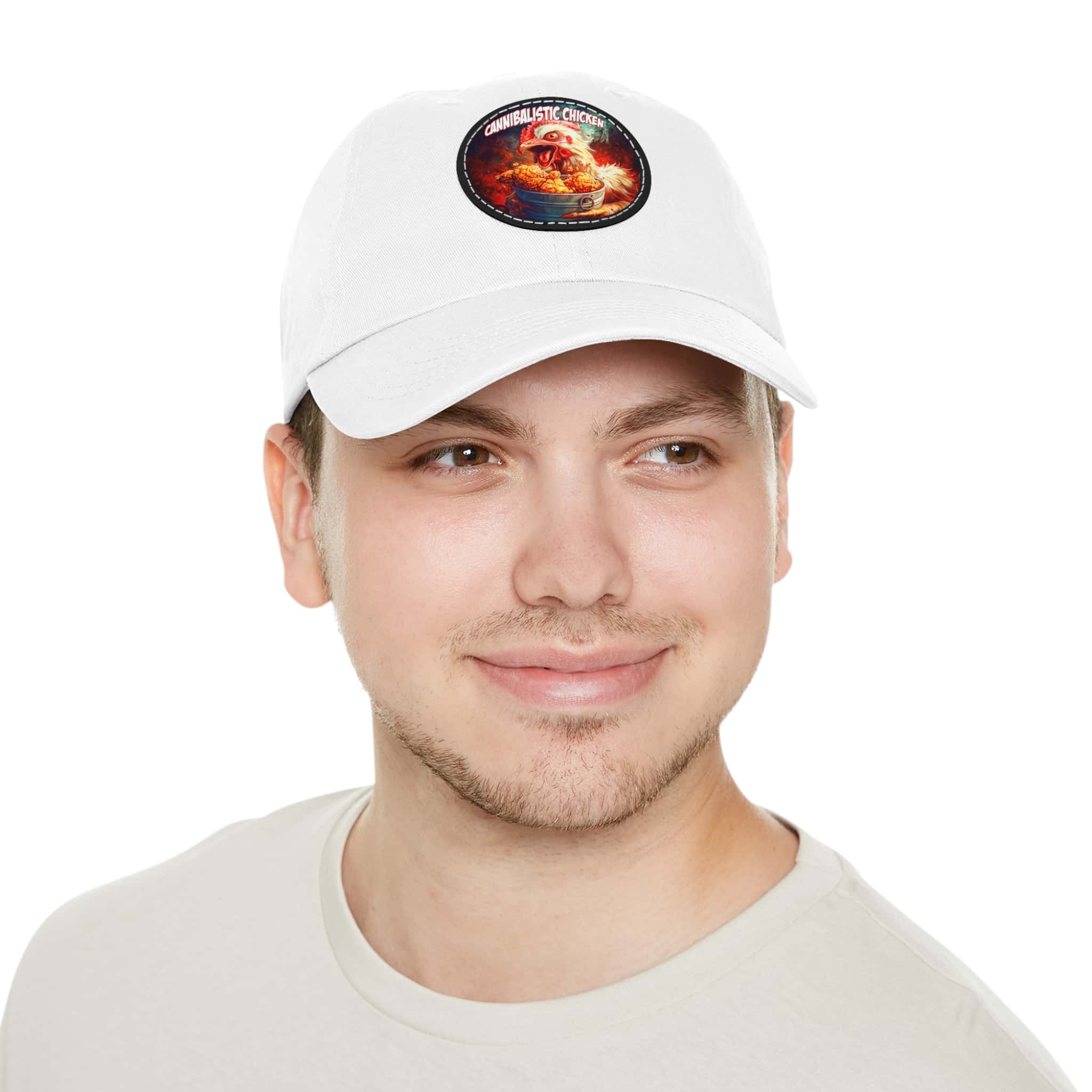 Cannibalistic Chicken Band Artistic Round Leather Patch Dad Hat - Stylish Casual Cap - Image 35