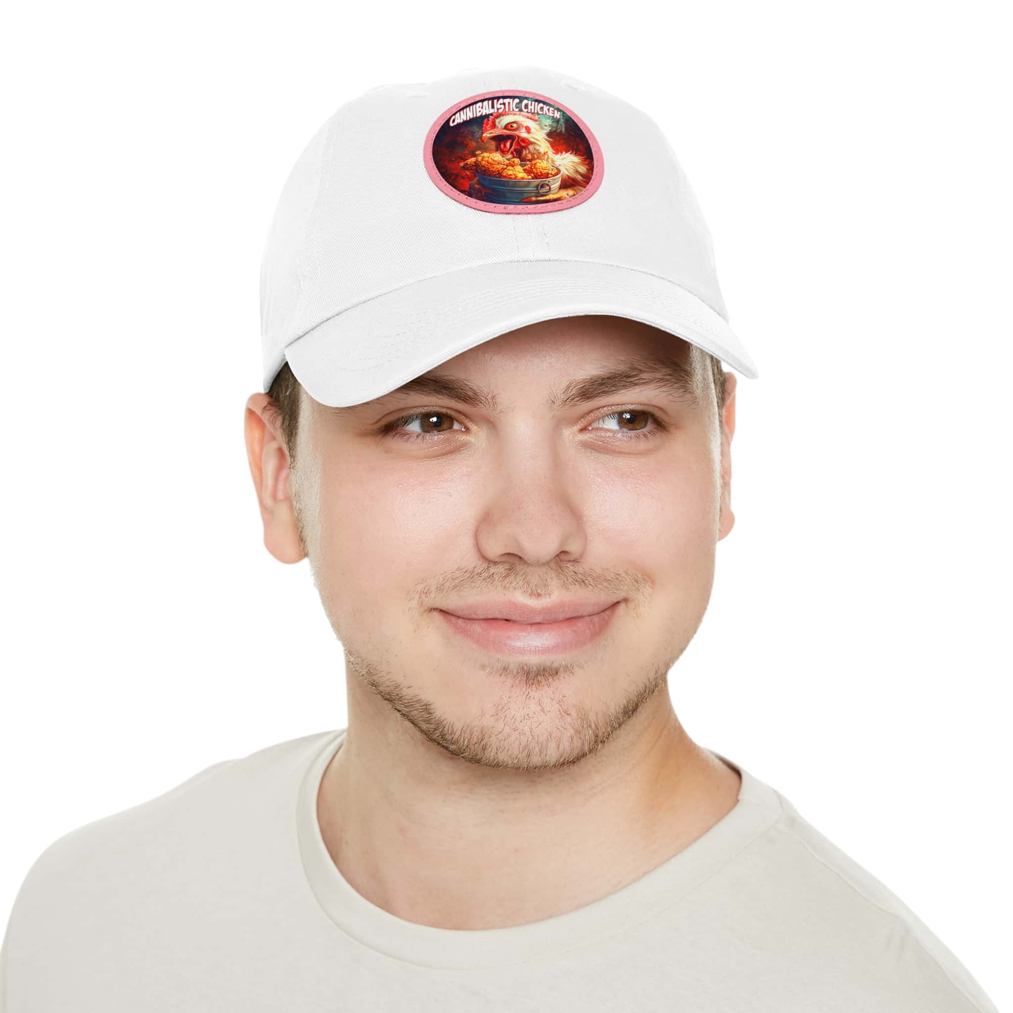 Cannibalistic Chicken Band Artistic Round Leather Patch Dad Hat - Stylish Casual Cap - Image 50