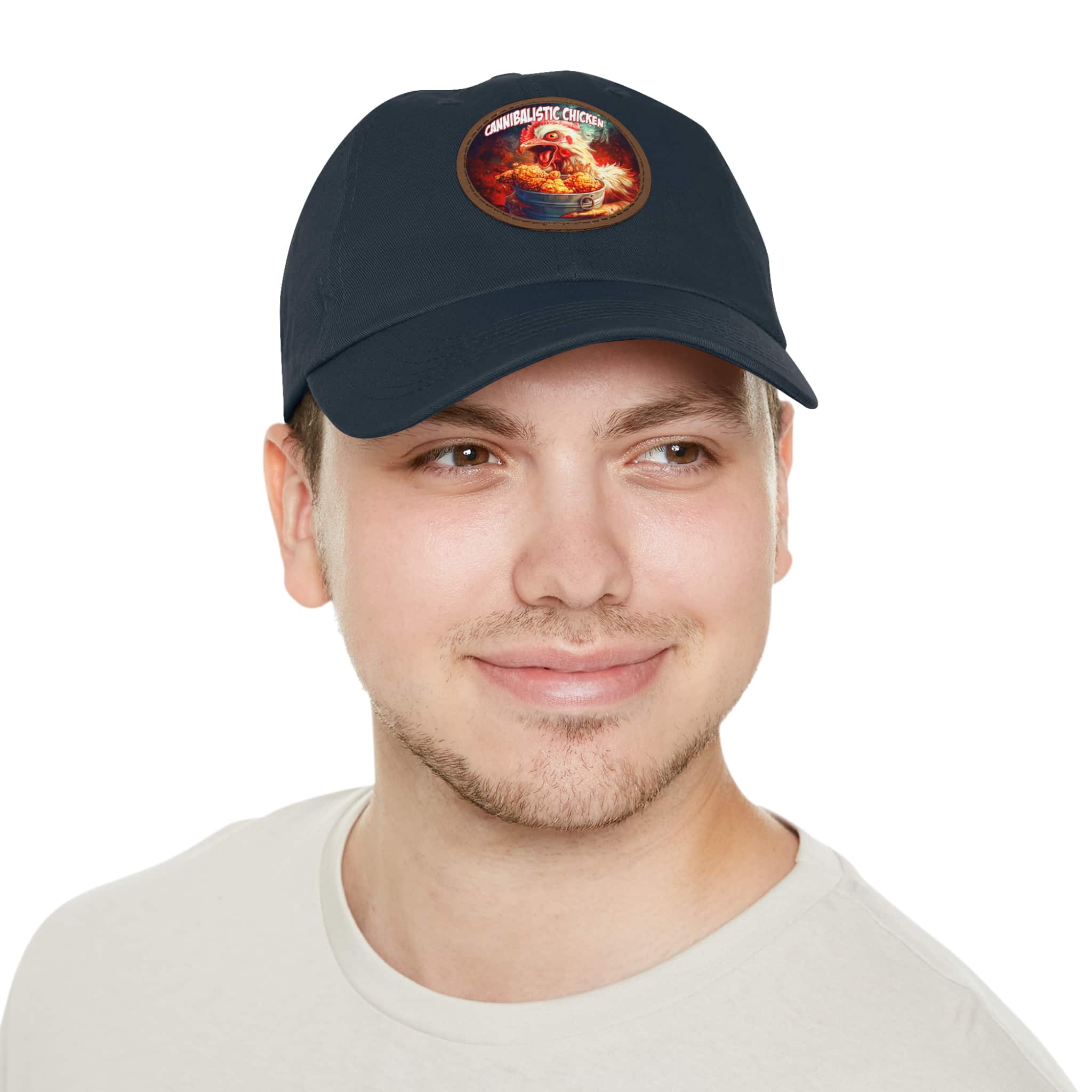 Cannibalistic Chicken Band Artistic Round Leather Patch Dad Hat - Stylish Casual Cap - Image 90