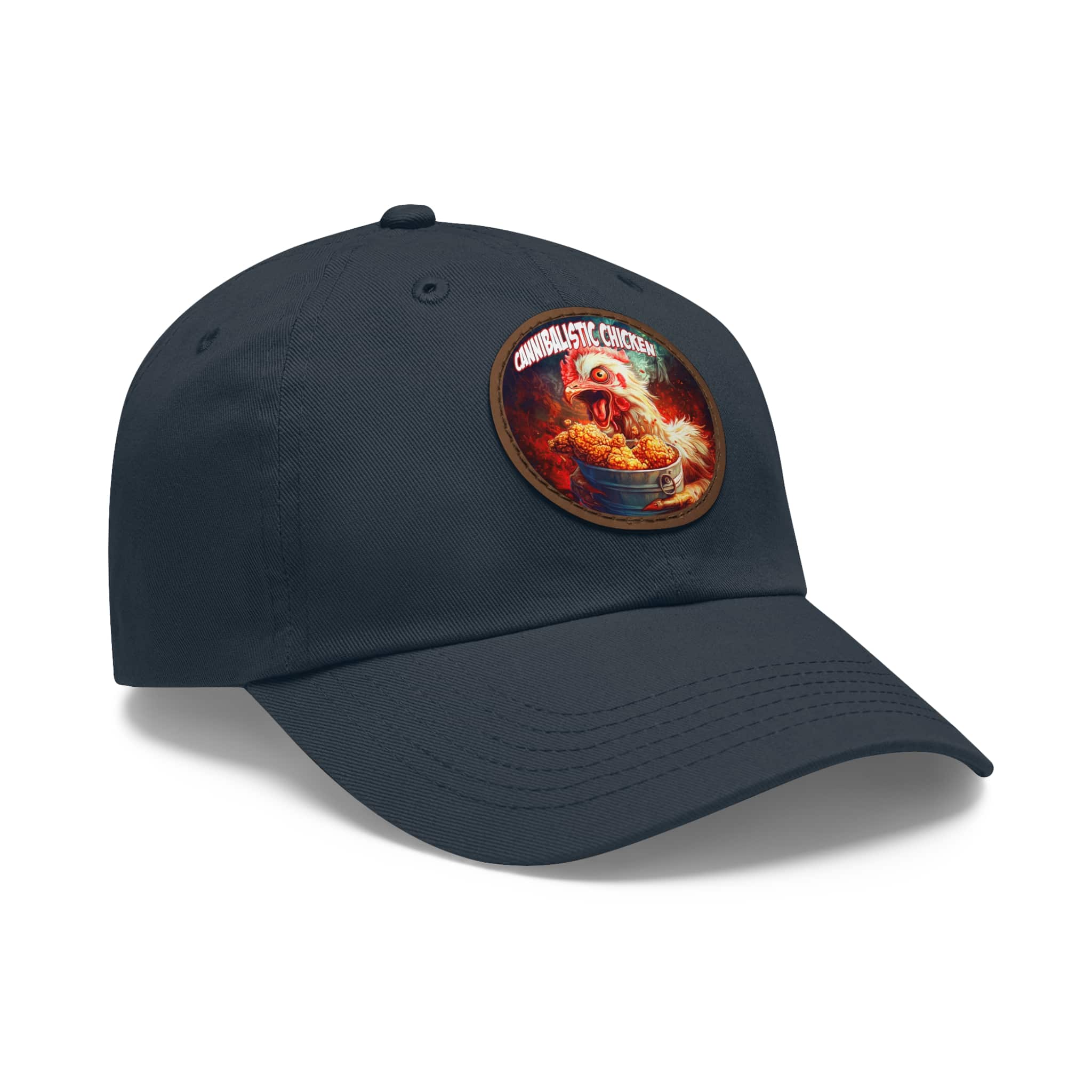 Cannibalistic Chicken Band Artistic Round Leather Patch Dad Hat - Stylish Casual Cap - Image 87