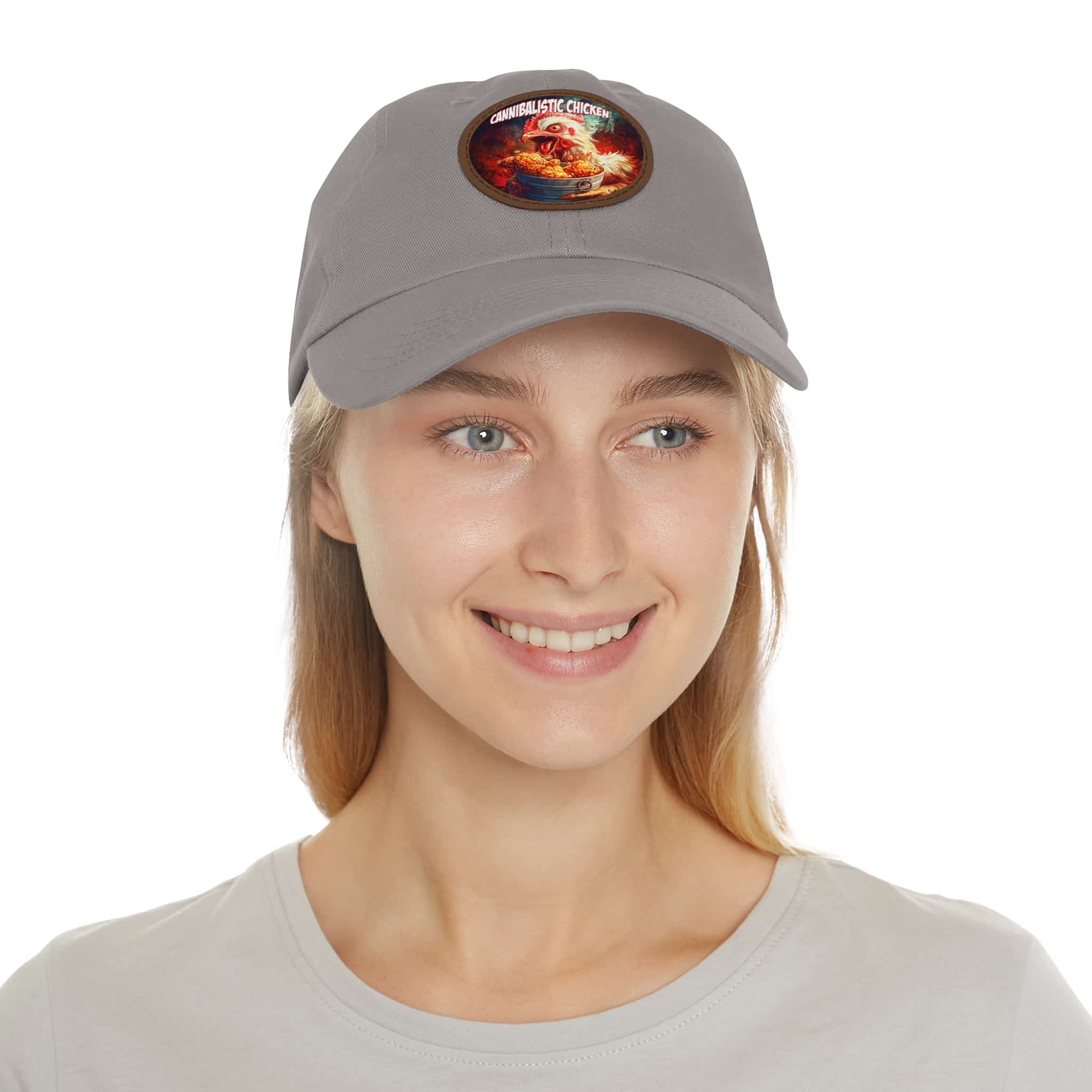 Cannibalistic Chicken Band Artistic Round Leather Patch Dad Hat - Stylish Casual Cap - Image 14