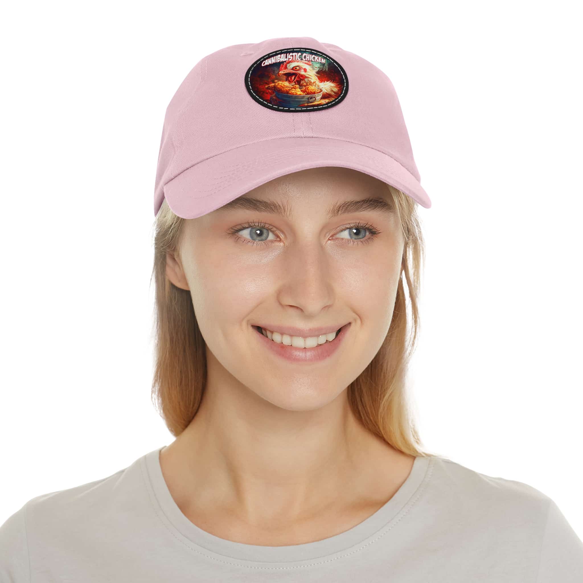 Cannibalistic Chicken Band Artistic Round Leather Patch Dad Hat - Stylish Casual Cap - Image 99