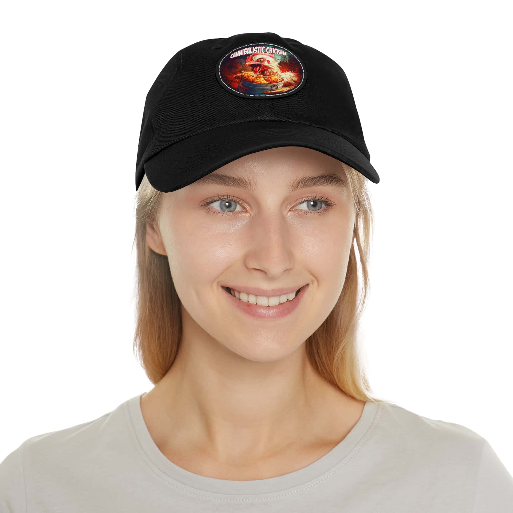 Cannibalistic Chicken Band Artistic Round Leather Patch Dad Hat - Stylish Casual Cap - Image 64