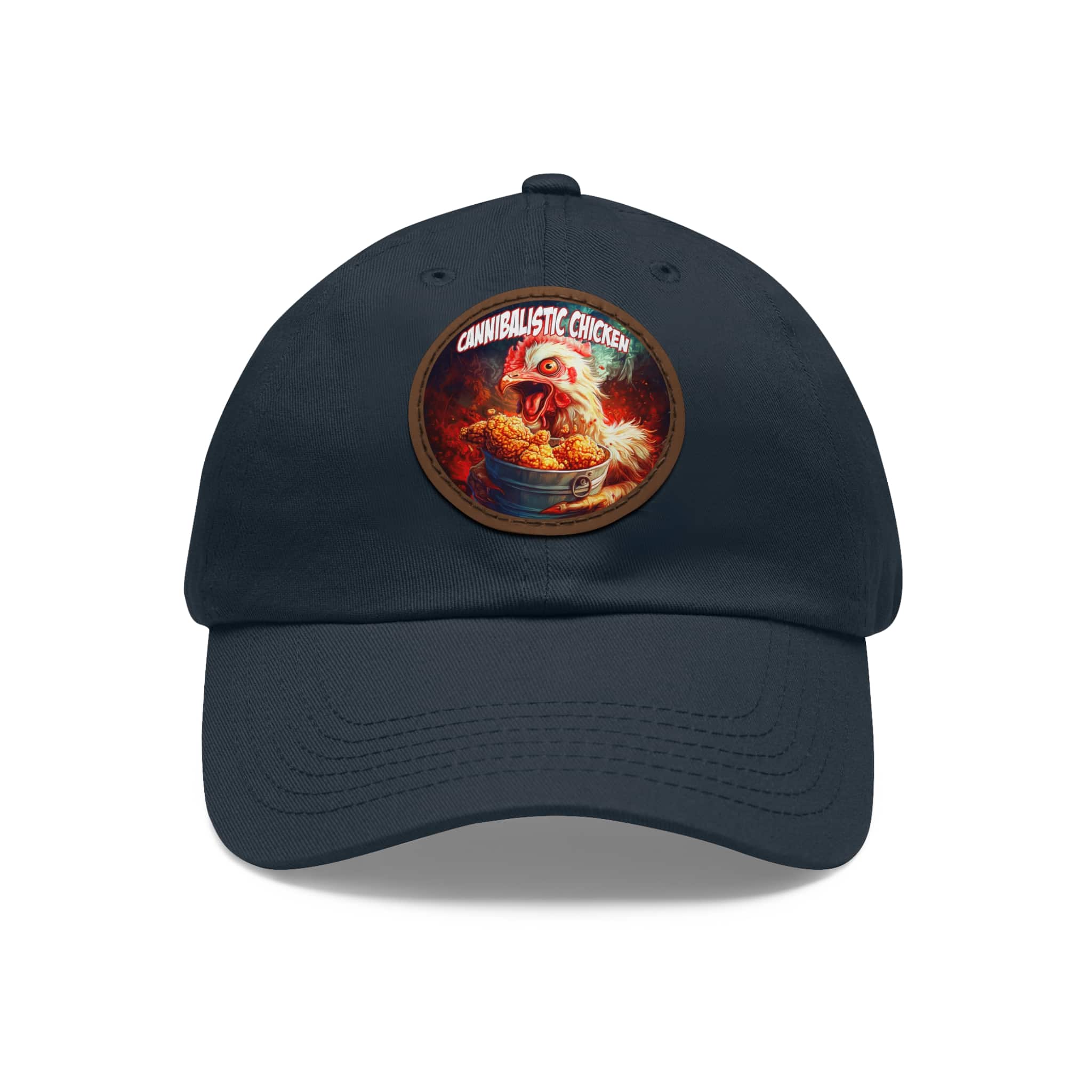Cannibalistic Chicken Band Artistic Round Leather Patch Dad Hat - Stylish Casual Cap - Image 86