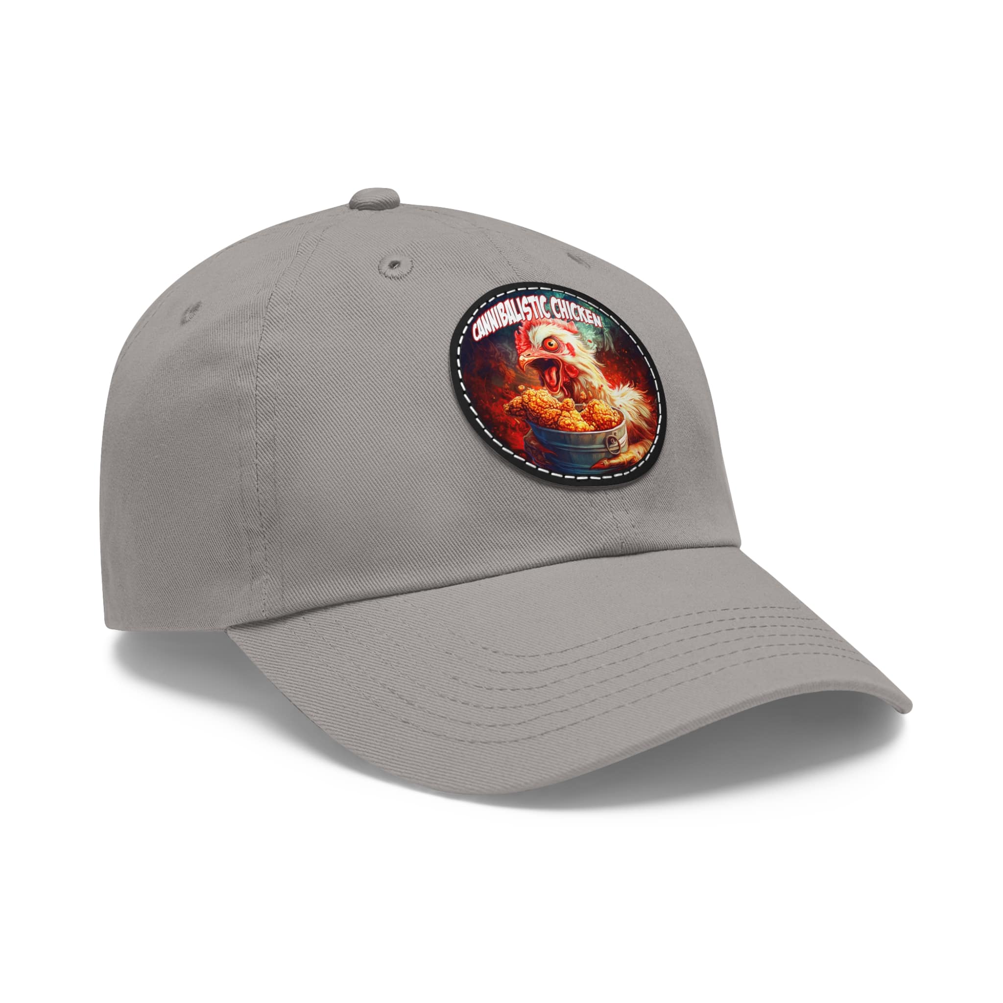 Cannibalistic Chicken Band Artistic Round Leather Patch Dad Hat - Stylish Casual Cap - Image 2