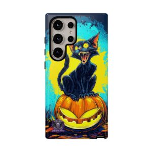 Black Cat On Jack O’ Lantern Pop 60’s Art Style Samsung & iPhone Ultra Tough Cases