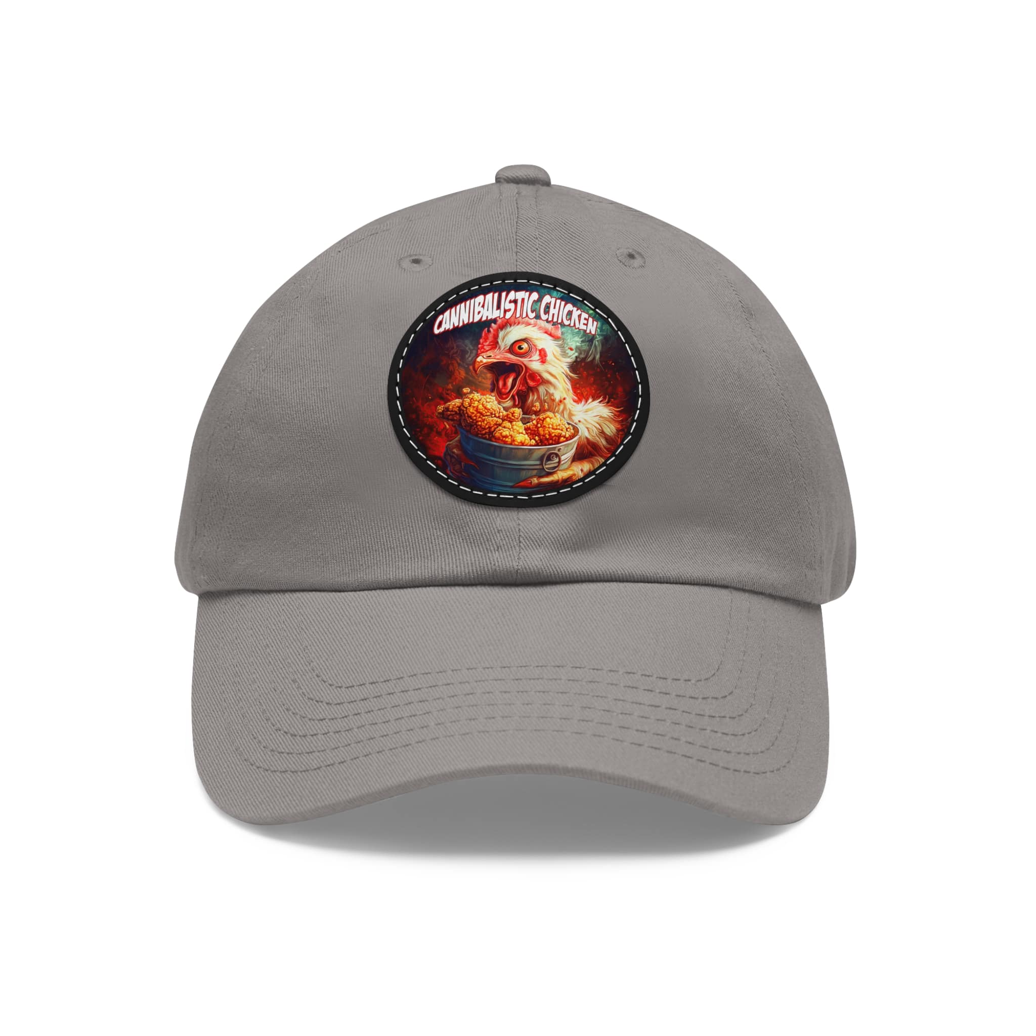 Cannibalistic Chicken Band Artistic Round Leather Patch Dad Hat - Stylish Casual Cap