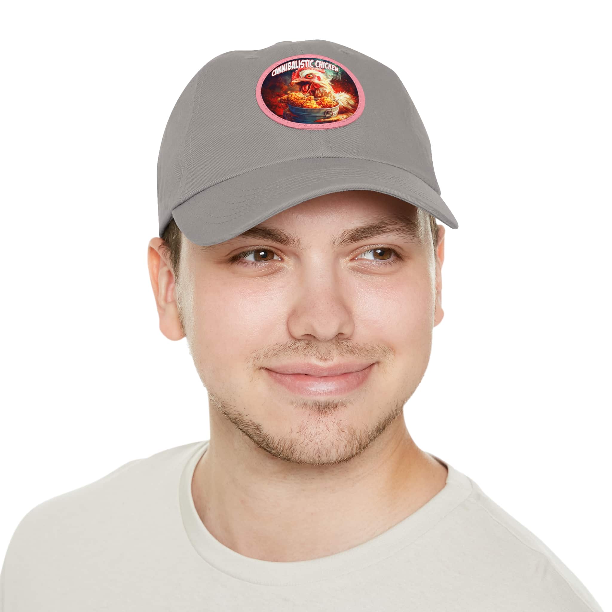 Cannibalistic Chicken Band Artistic Round Leather Patch Dad Hat - Stylish Casual Cap - Image 120