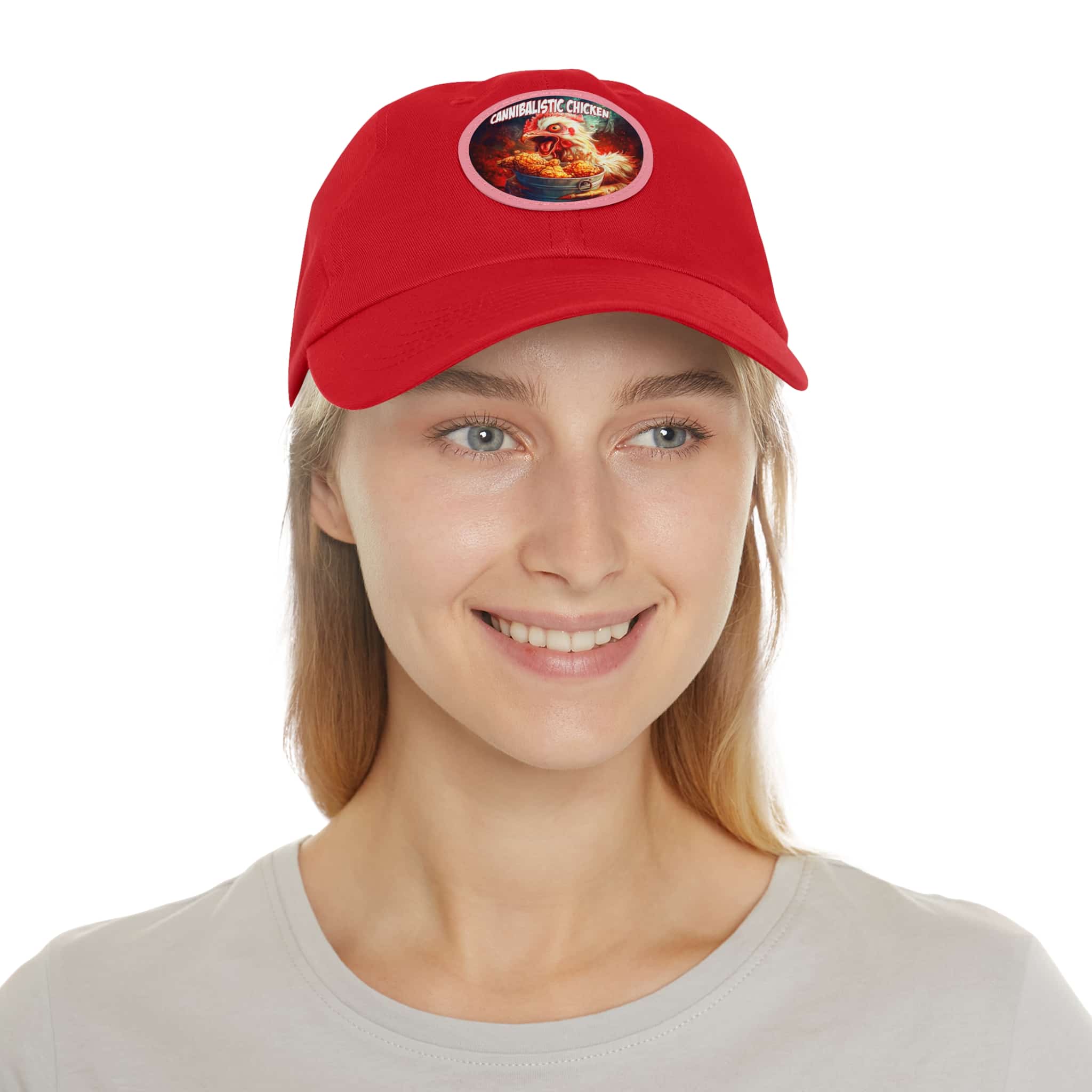 Cannibalistic Chicken Band Artistic Round Leather Patch Dad Hat - Stylish Casual Cap - Image 59