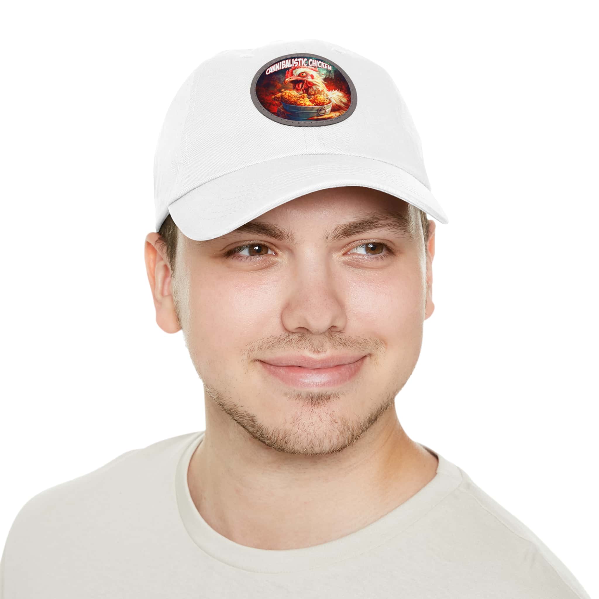 Cannibalistic Chicken Band Artistic Round Leather Patch Dad Hat - Stylish Casual Cap - Image 40