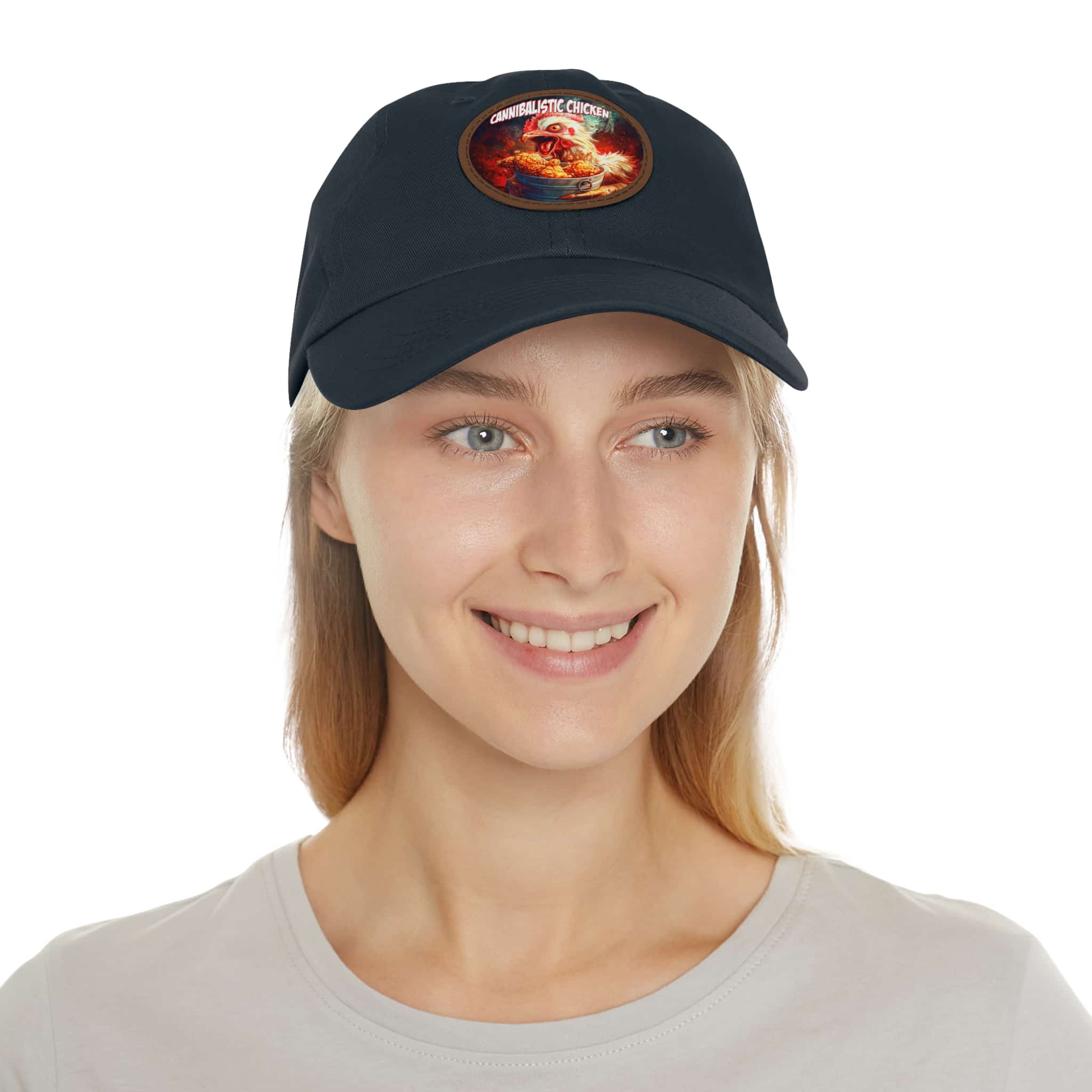 Cannibalistic Chicken Band Artistic Round Leather Patch Dad Hat - Stylish Casual Cap - Image 89