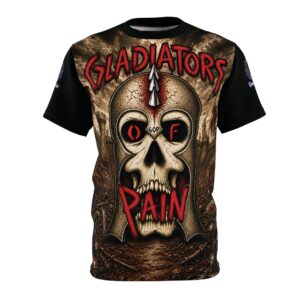 Gladiators Of Pain Metal Band Skull Helmet Graphic Unisex (AOP) T-Shirt